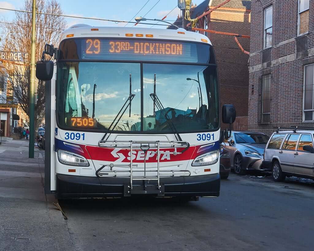 SEPTA bus traveling in Philadelphia