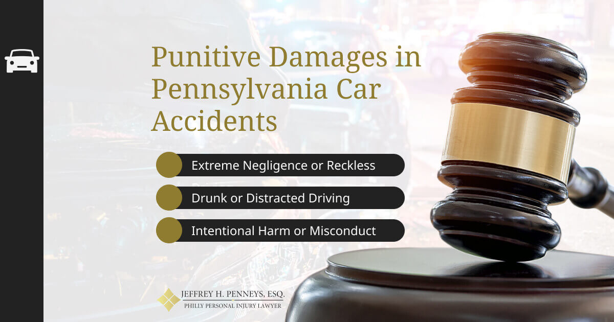Punitive damages in Pennsylvania car accident cases – when victims may be awarded compensation for reckless or negligent driving, explained by Philly personal injury lawyer Jeffrey Penneys.
